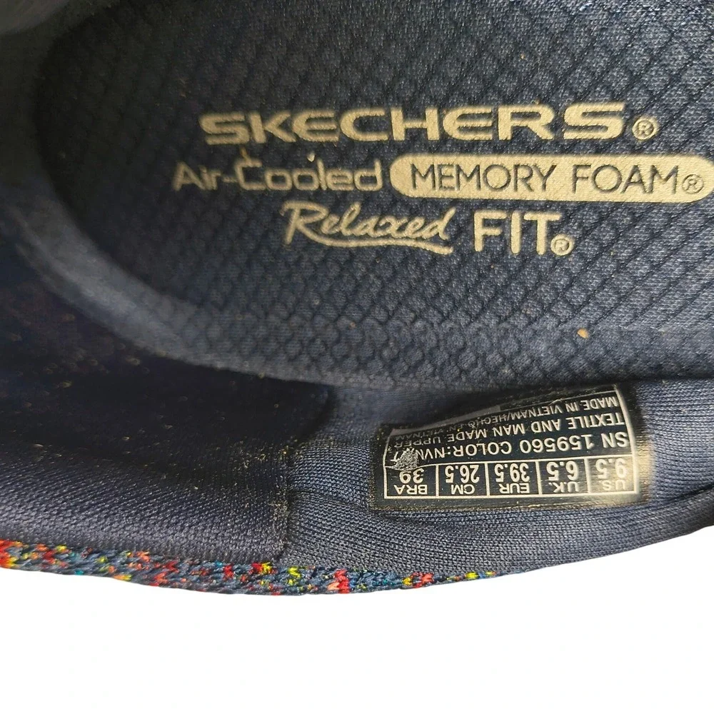 Skechers Relaxed Fit Slip On Sneakers Womens 9.5 Navy Multi Air Cooled Memory